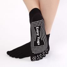 Chaussettes de Yoga pour femmes, cinq doigts, de danse et d'exercice, accessoires de Massage, à pois noirs chauds