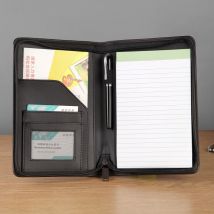 Business A5 sac à fermeture éclair pour documents, dossier, dossier, padfolio, sac à fermeture éclair avec bloc-notes rechargé, papier intérieur