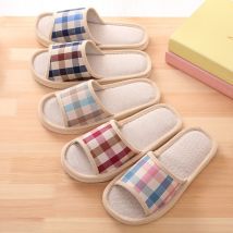 Chaussure fourrure été hommes lin pantoufles intérieur chaussures décontractées respirant sueur lin pantoufles pour homme plage sandales mâle maison pantoufles