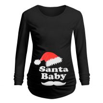 T-shirt manches longues femme | Haut et vêtement de maternité, avec lettres imprimées, haut et chemisier de grossesse, pour noël et femme enceinte