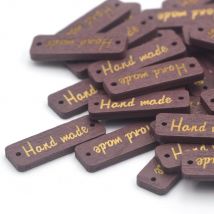 KALASO-etiquettes en bois couleur café | 50 pièces, étiquettes de boutons à coudre, personnalisées, pour vêtements, fournitures artisanales, DIY bricolage
