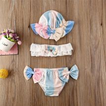 Maillot de bain 3 pièces pour bébés filles | Ensemble pour la plage, ensemble chapeau, pour les enfants