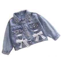 Veste en Jean manches longues pour filles | Veste en Denim, manteau Cardigan, vêtements d'automne pour enfants, printemps