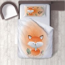 Parure de lit avec housse de couette et taie d&#39;oreiller pour bébé et enfant, imprimé 3D de renard Orange, modèle 265