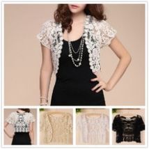Veste à manches courtes en dentelle pour femme, abricot, blanc, noir, boléro, tenue de mariée élégante, Cape d&#39;été