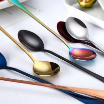 nouvelle tête ronde longue poignée colorée cuillère longue poignée cuillères café cuillère Dessert crème glacée fruits cuillère cuillères à café fournitures