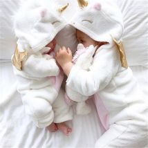 Vêtements pour -né fille | Automne-hiver, mignon, licorne 3D, flanelle, fermeture éclair, manches longues, combinaison chaude,