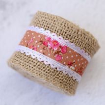 Corde en Jute creuse 2M * 5Cm | Rouleau de dentelle décorative, Volume de dentelle florale, emballage de chanvre, ruban couture, fournitures de fête de noël ou de mariage
