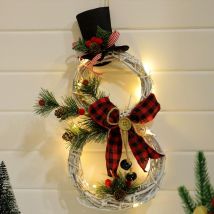 guirlande de LED de noël suspendus décoration guirlande de noël pendentif LED lumières rotin cercle mur porte guirlande décor de