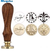 Mogoko-tampon de cire 1x | Sceau de cire, cartes d'invitation classiques rétro en bois, motif de fleurs, «Love You "Vintage, décor Antique, cire à sceller
