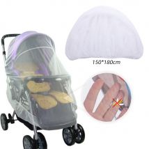 Filet de protection pour poussette d'été | Filet de protection totale pour poussette de -né 150x180cm, filet anti-insectes pour poussette de bébé blanc