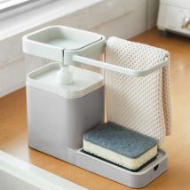 Distributeur De Savon 3 en 1, conteneur De liquide De nettoyage, porte-éponge, torchon, cintre, organisateur De vidange