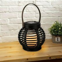 LED étanche solaire alimenté bougie lanterne réverbère pour jardin extérieur Yard lampe rotin arbre décoration D2R7