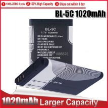 1-5PCS 3.7v 1020mAh BL-5C BL 5C batterie pour Nokia 1100 1110 1112 1208 1600 2255 2270 2280 2300 2600 Remplacement Batteries de téléphone