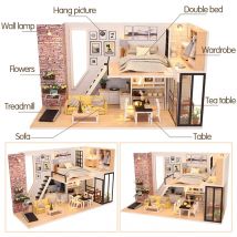 Bricolage meubles de maison en bois vous donner bonheur meubles de maison de poupée avec Kit de couverture anti-poussière jouets enfants jouets d'anniversaire de noël