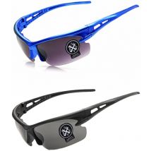 Robesbon 2 pièces Sport pêche cyclisme lunettes lunettes vélo lunettes de soleil pour hommes femmes Uv400 Protection-bleu & noir