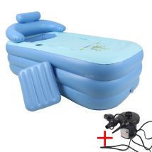 Baignoire gonflable Portable pliable en PVC bleu pour adultes, grande taille 160x84x64cm, avec pompe à Air, pour SPA et la maison