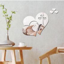 Miroirs de maquillage, en acrylique, avec autocollant mural, en forme de cœurs, 4 couleurs, 1 ensemble pour miroir de maquillage et Art à la maison, accessoires de décoration