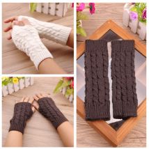 Gants sans doigts pour femmes, et , pour bras, Crochet, tricot en fausse laine, Crochet, hiver