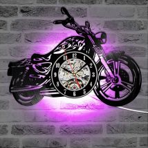 Horloge murale lumineuse en vinyle 3D avec LED, forme de motocycliste, décoration de maison