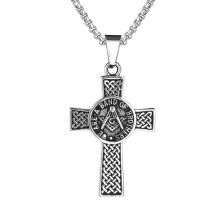 Couleur argent maçonnique croix pendentif G chaîne en meilleur gratuit 316L en acier inoxydable vintage pendentif collier