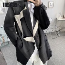 IEFB – manteau de costume pour homme, vêtement d'automne, déconstruction, de Niche, avec bord rugueux, blazer Patchwork bloc de couleur, 9Y5278