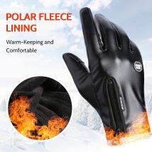 Winter Outdoor Sport Ski Fietsen Handschoenen Mode PU Lederen Screen-Aanraken Heater Handschoen Winter Warm Waterdicht Winddicht Handschoenen