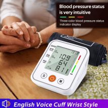 Moniteur de pression artérielle, brassard à manchette vocale, pression artérielle, moniteur de fréquence cardiaque, tonomètre Portable, appareil numérique pour pression artérielle tensiomètres oxymetre te