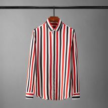 Minglu Tencel hommes chemises de à manches longues décontracté hommes chemises habillées de luxe coton rayure verticale fête hommes chemises