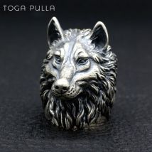Bague tête de loup Viking nordique pour hommes, bague Vintage, en argent, acier inoxydable 316L, anneau de motard, amulette de Viking, bijoux