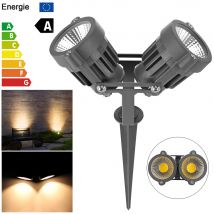 10W LED jardin lumières extérieur COB double pelouse lumière projecteur LED lampe avec pointe étanche IP65 pour cour Patio chemin AC 12V