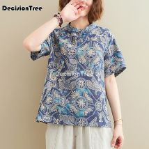 Vêtements traditionnels chinois pour femmes, hauts chemisiers en coton et lin, chemise orientale pour femmes hanfu, cheongsam chinois, 2022