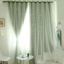 Tulle moderne + Double rideaux nordiques noirs | Avec étoile gland, stores de fenêtre noirs, rideaux de fenêtre pour salon, textile de maison