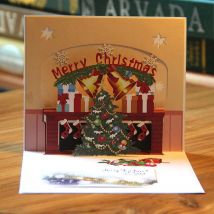 Cloches de noël carte postale bénédiction carte postale 3D carte de voeux papier coloré souhaits à la main Invitations de noël