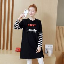 T-shirt femme | Longue robe, pull et imprimé, couture ample, automne