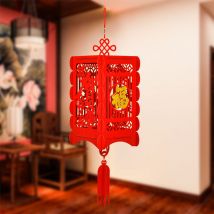 Lanterne chinoise 3D rouge en tissu Non tissé | de décoration pour porte de maison, lanterne chinoise pour nouvel an