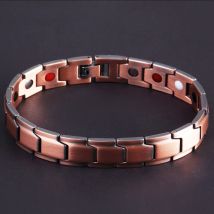 12MM rouge cuivre sain magnétique hommes Bracelet mâle 4 en 1 aimants de puissance Germanium soins hommes Bracelets main chaîne rétro bijoux
