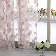 Fleurs Tulle pour cuisine salon chambre pure rideaux décoration de la maison fenêtre traitements Voile panneau rideaux tul perdeler