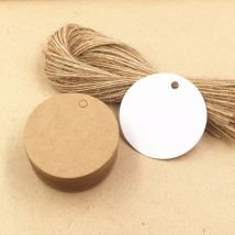 Étiquettes en papier Kraft blanc/marron, étiquettes rondes, étiquettes à suspendre, blanc/marron, pour bagages, Note de mariage, , 200 pièces