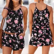 Body d'été femmes barboteuse Mini combishort dames imprimé été Shorts combinaison combi pantalon femme