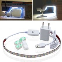 Machine à coudre lumière LED, variateur tactile et alimentation USB, blanc froid, avec ruban adhésif de 3M, convient à toutes les Machines à coudre