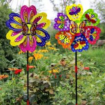 1 pièces 3D papillon fleur moulin à vent multicolore papillon fleur moulin à vent coloré vent Spinner jardin Yard décoration enfants jouet