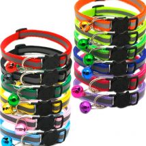 Collier réfléchissant pour chat 12 pièces | Avec cloche colorée pour chaton ou chiot