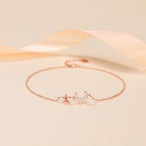 MIQIAO – chaîne de jambe étoile lune pour femme, bijoux tendance en argent Sterling 925, décoration au pied, couleur or Rose 21 CM