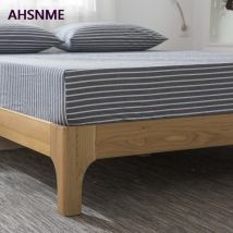 AHSNME-drap de lit Super doux | 100% coton, parure de lit Cool, draps simples à rayures bleu foncé, 90x20 0/120x20 0/180x200cm, été