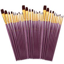 Pinceaux à peinture à Gouache à pointe arrondie | Bons pinceaux aquarelle, ensemble de pinceaux de peinture en Nylon pour cheveux de forme différente, fournitures artistiques 50 pièces/ensemble