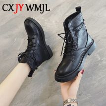Bottes d'automne grande taille femmes chaussons femme laçage moto botte confortable noir plat Bootie printemps femmes chaussure 42