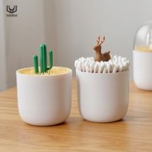 Luluhut-coton tiges support plastique | Support pour dents de cure pour roues en coton, accessoires de table avec jolis cactus, arbres et lapins