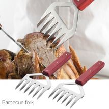 Acier inoxydable 2 pièces viande déchiquetage griffes tiré porc déchiqueteuse trancheuse de viande pour BBQ longue manche en bois pour la maison fournitures de cuisine