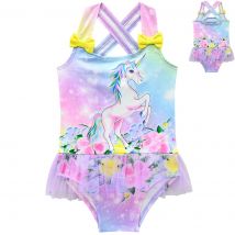 Maillot de bain licorne pour filles, ensemble une pièce, vêtements de plage pour enfants, joli, vêtements d'été,